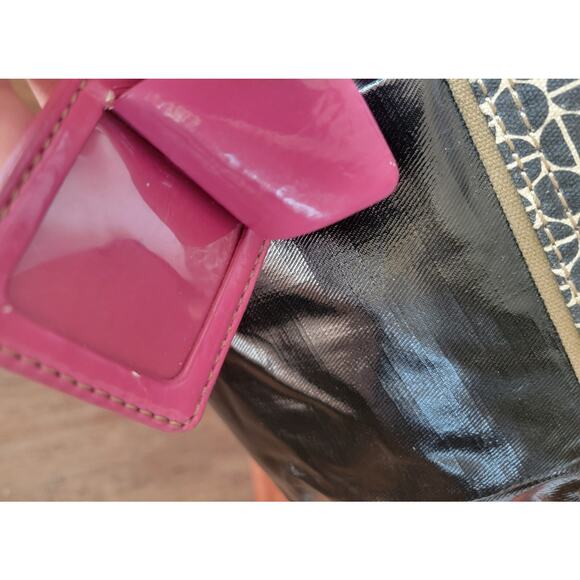 Fossil Key●Per Crossbody Purse Dot Canvas Faux Leather Y2K 2000 Adjustable Strap - Picture 6 of 16